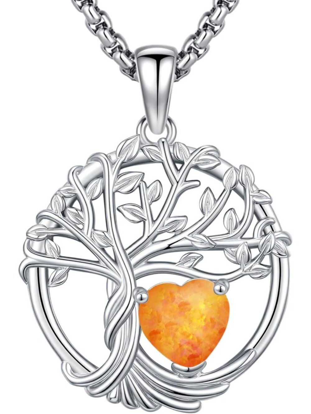 Heart Birthstone Tree of Life Necklace for Women - Meaningful Jewelry Gift